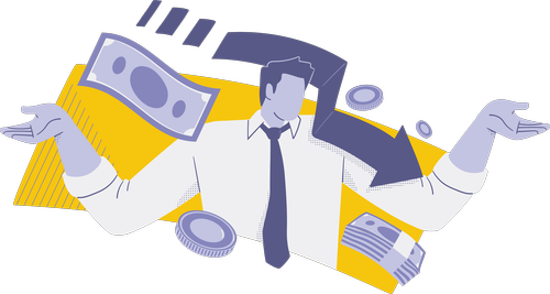 Illustration showing business money loss and expenses
